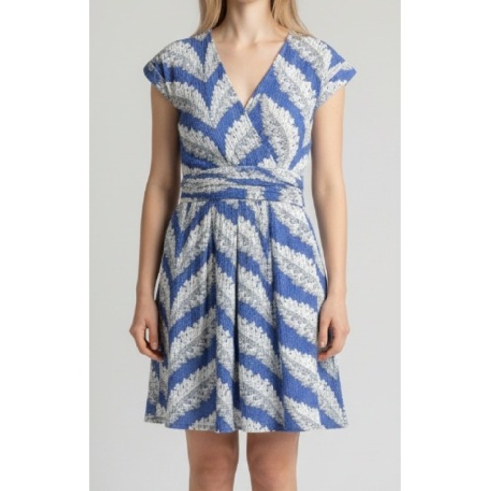 Paul & Joe Paisley Dress Women's Size 38 US M Blue White V-Neck Empire Waist
